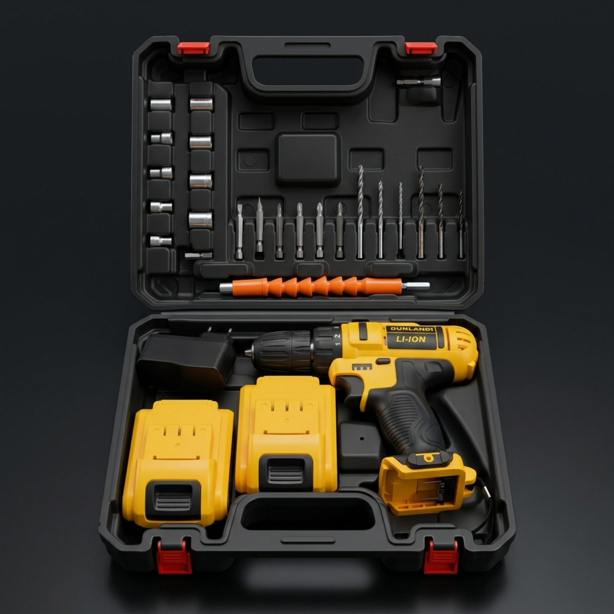 24V Cordless Lithium-Ion Drill Machine Toolkit with 2 Batteries & Accessories