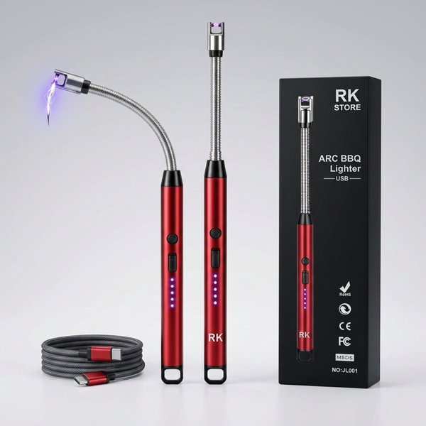 USB Rechargeable Electric Arc Lighter – Windproof Flexible Plasma Lighter for Candles, Diya, Gas Stove & Camping