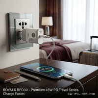 RoyalX PD45W Fast Charger C Type 2 C type C type 2 iPhone 48% turbo – USB-C Power Delivery Super Fast Charging Adapter with Cable