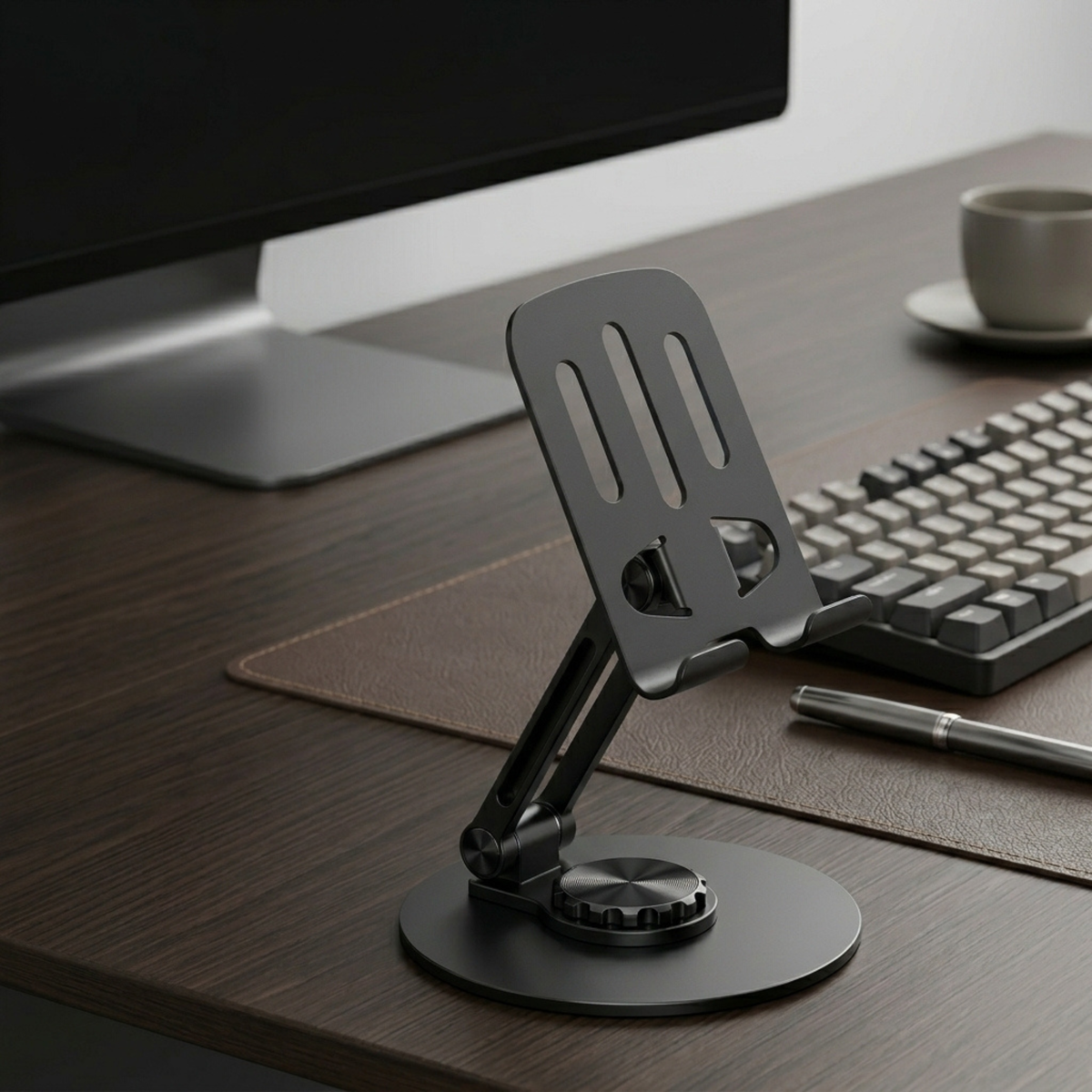 360° Adjustable All Metal Desktop Phone & Tablet Stand – Foldable Mobile Holder