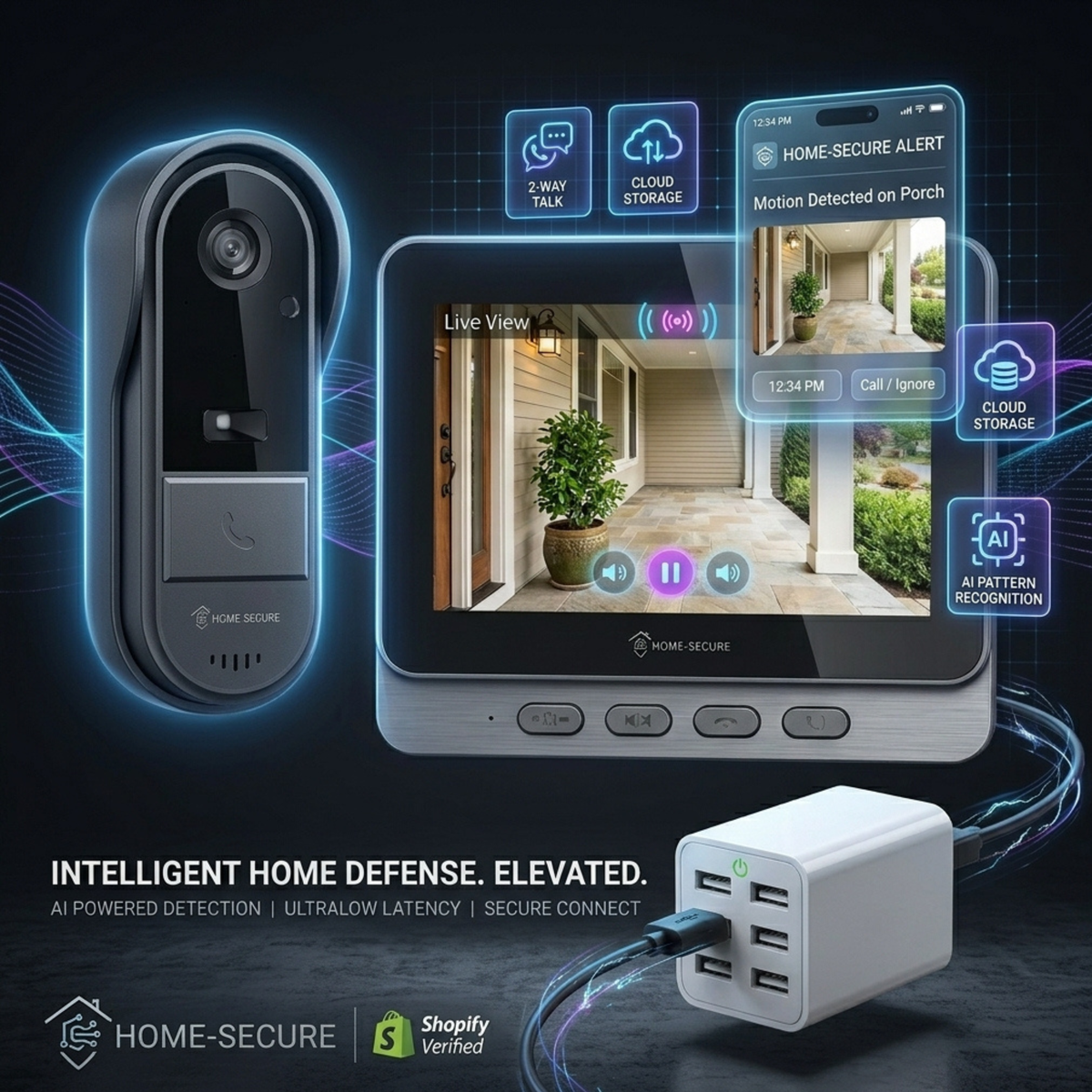 Smart Wireless Video Doorbell Camera with Indoor Display Monitor No WiFi 50 meter range Two-way audio video HD sound quality display indoor LCD monitor